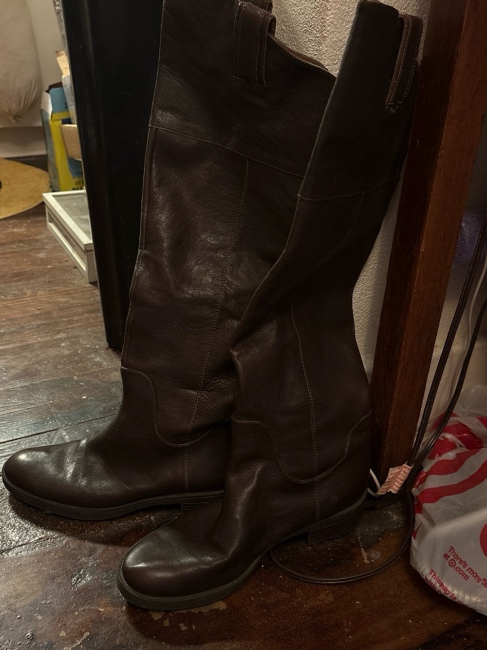 Women's Tall Leather Riding Boots - Dark Brown